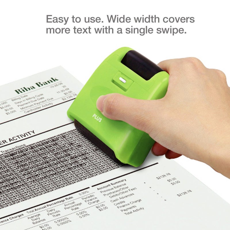 Plus Identity Theft Prevention Wide Roller Security Stamp Kit, Green - Image 5